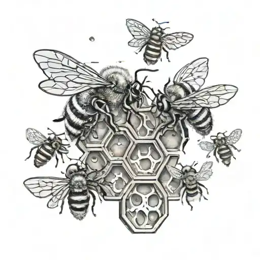 Honeybees And A Bee Hive Honey Colm