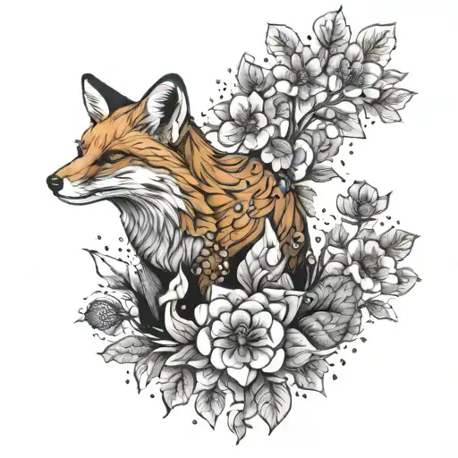 Fox And Flower Blooming