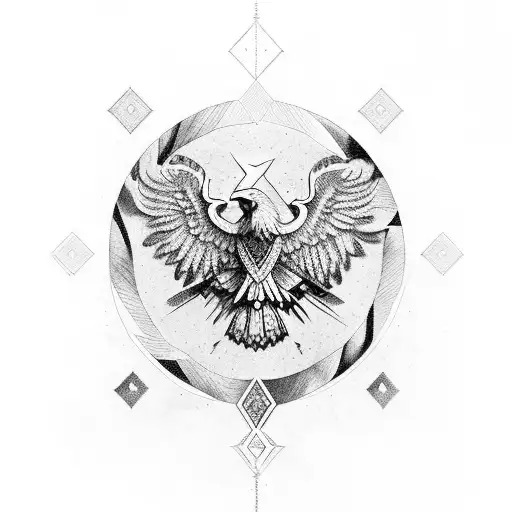 Albanian Eagle With Illyrian Symbols