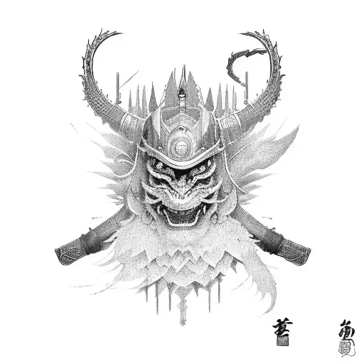 Japanese Samurai And Dragon