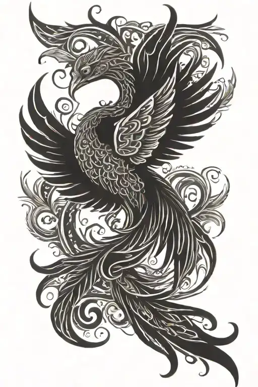 Phoenix And Sanscrit Symbol For Metta
