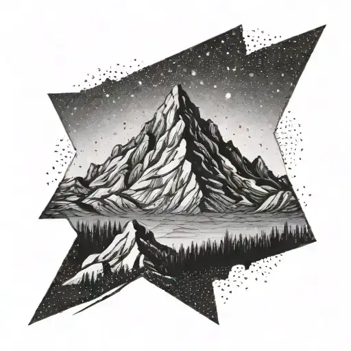 Dotwork Silhouette Of A Mountain Peak With A Small Tribute To Ava