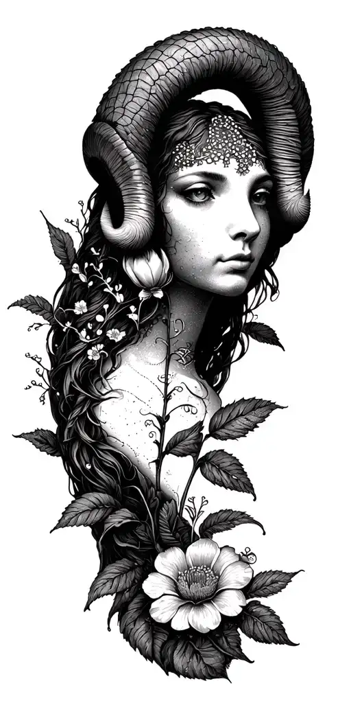 Aries Zodiac Sign Flower Surrounded