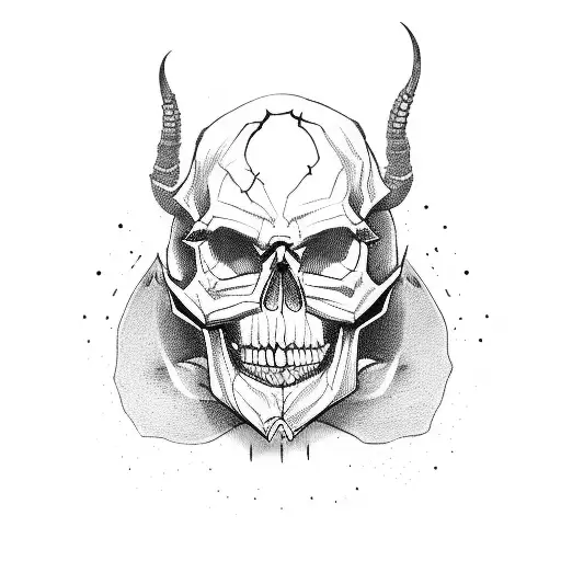 Skull Devill With Oni Mask