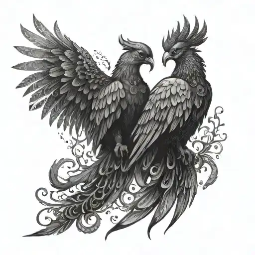 Two Phoenixes In Gothic Style