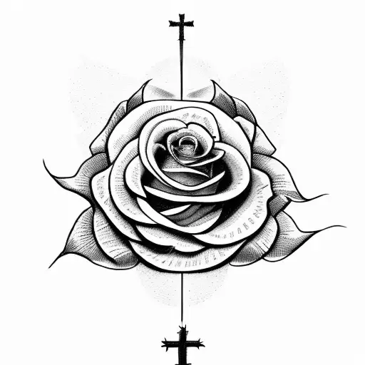 Cross With Roses And A Bible Verse
