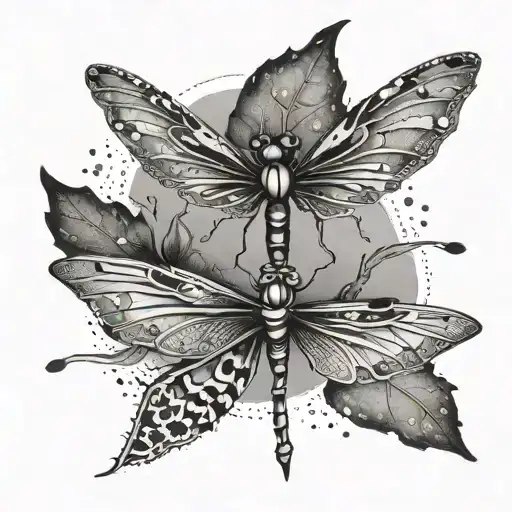 A Detailed Design Of A Dragonfly And A Bat Flying Together In Harmony