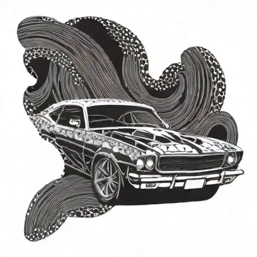 Abstract Muscle Fibers Forming A Car Silhouette Holding