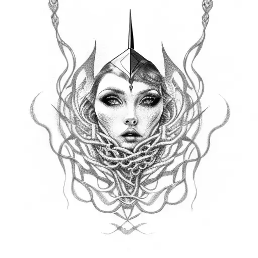 Dagger Piercing Through Flowing Chains