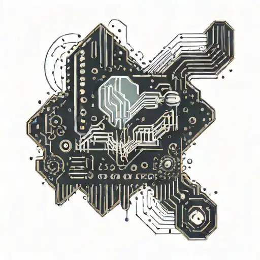 A Sleek And Modern Tattoo Design Of A Computer Chip Morphing Into A Music Waveform