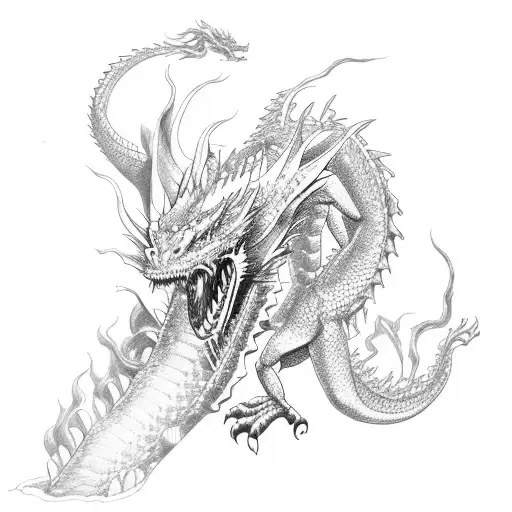 Dragon Getting Devoured By A Bigger Dragon