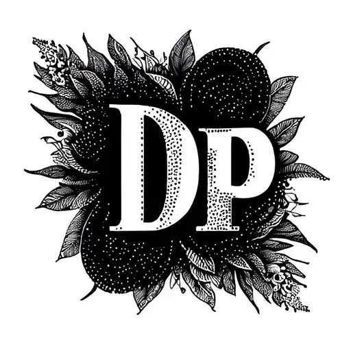 Dp In Single Word Tattoo Design Combining