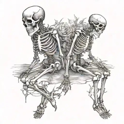 Skeleton Lovers Holding Hands