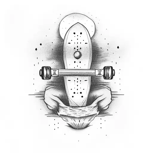 Skateboard With Sunset On Top Under A Done