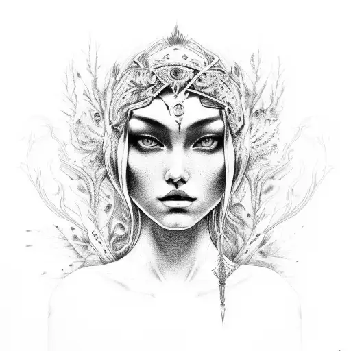 Shamanwomen With Forest As Hair