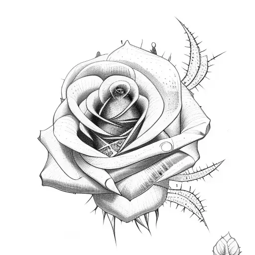 Black Rose With Thorny Stem