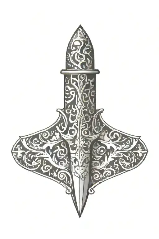 Design A Sleek And Intricate Dagger Hidden Within A Camouflage Pattern