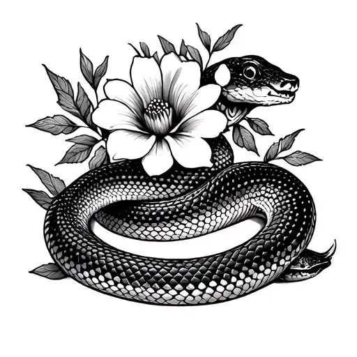 A Snake And A Flower Bouquet