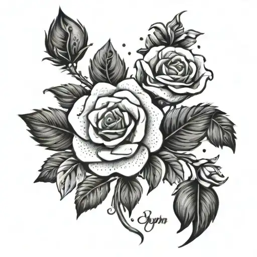 Apache 207 Lyrics In A Stylized Font With Roses As Background