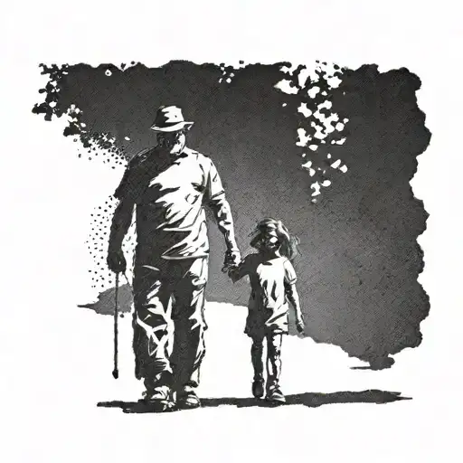 Father And Daughter Shadow Walking