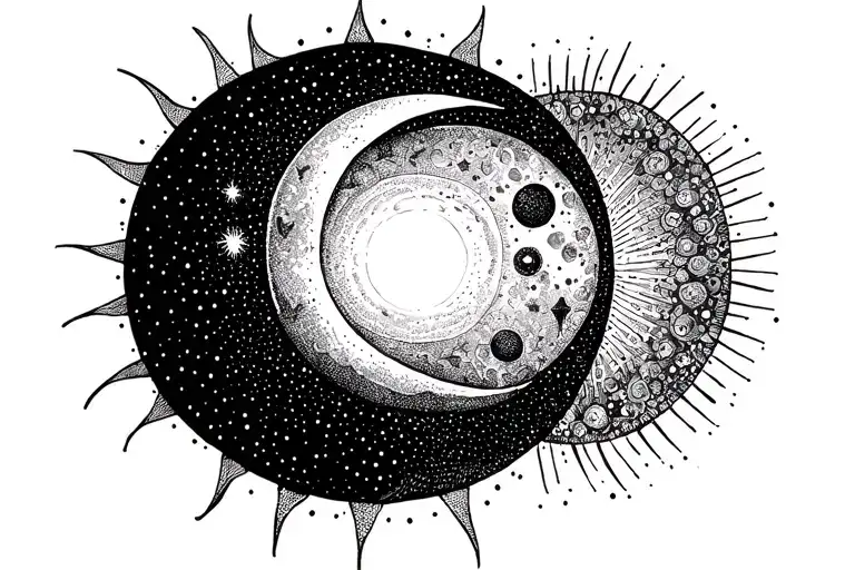 Sun And Moon Shining Brightly