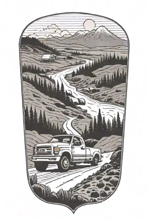 Fordtruck And Road In Distance