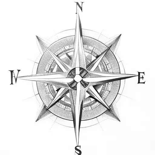 A Compass Rose With Dice Instead Of The Cardinal Directions