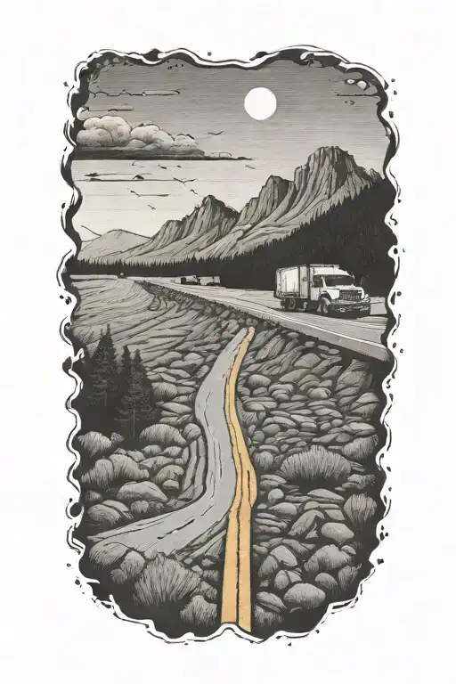 Fordtruck And Road In Distance