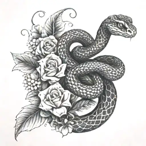 Snake With Flowers
