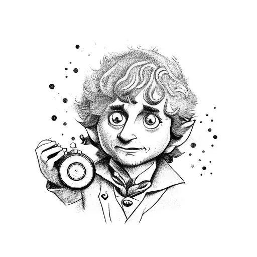 A Detailed Portrait Of Bilbo Baggins Holding A Vinyl Record