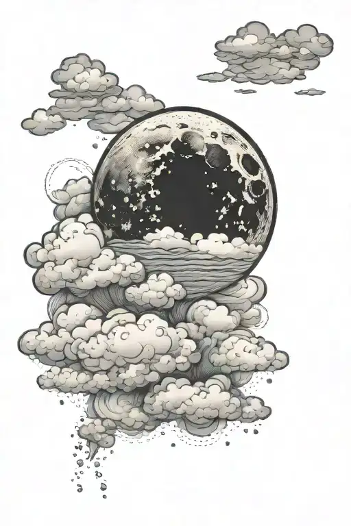 A Sleeping Moon Nestled In A Bed Of Tranquil Clouds