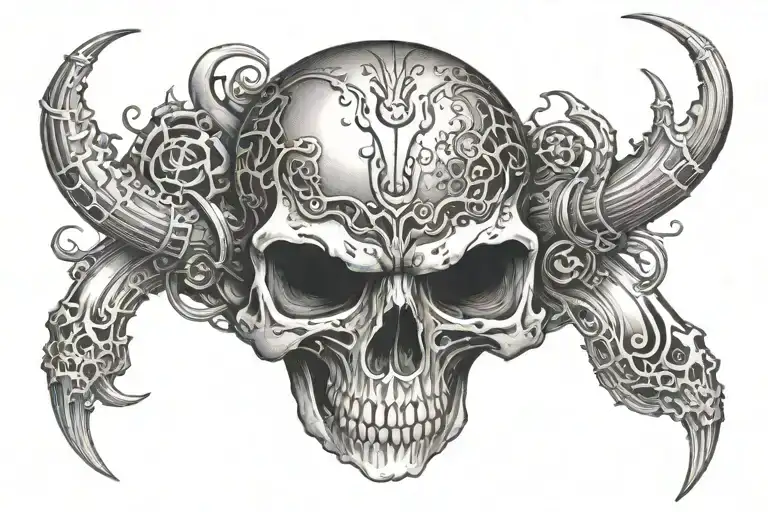 Turbo Skull With Black Metal
