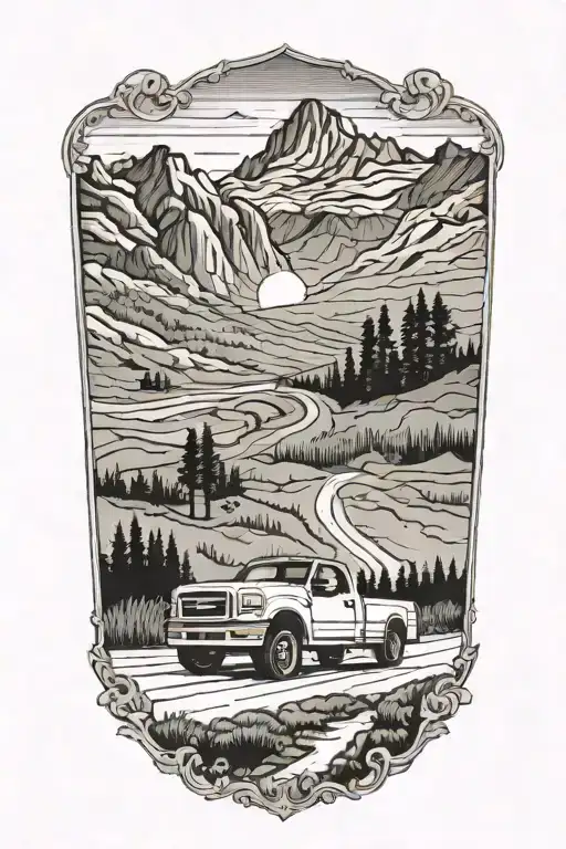 Fordtruck And Road In Distance