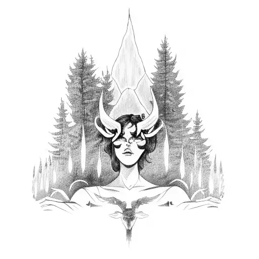 A Demon And Angel Embracing In A Forest