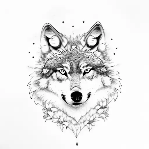 Full Wolf In The Flowers