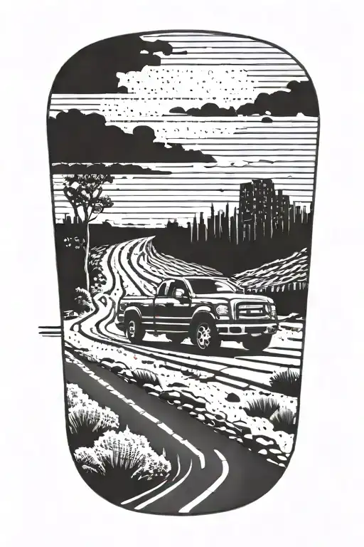 Fordtruck And Road In Distance