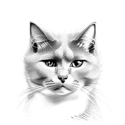 Fine Grey Cat Looking On The Left