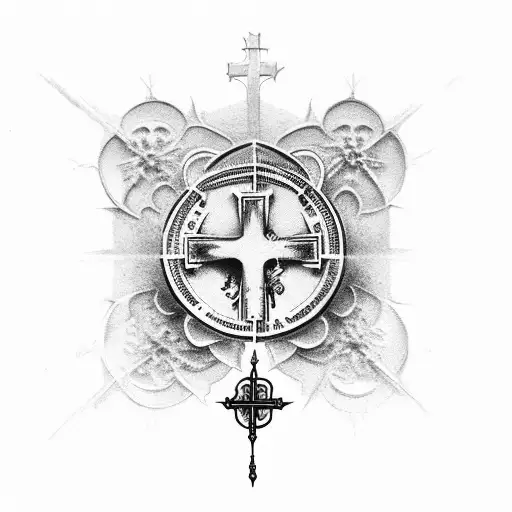 A Catholic Cathedral With Clouds Forming The Shape Of A Rosary In The Sky