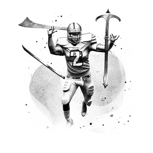 A Football Player Wielding A Sword In A Dynamic Action Pose
