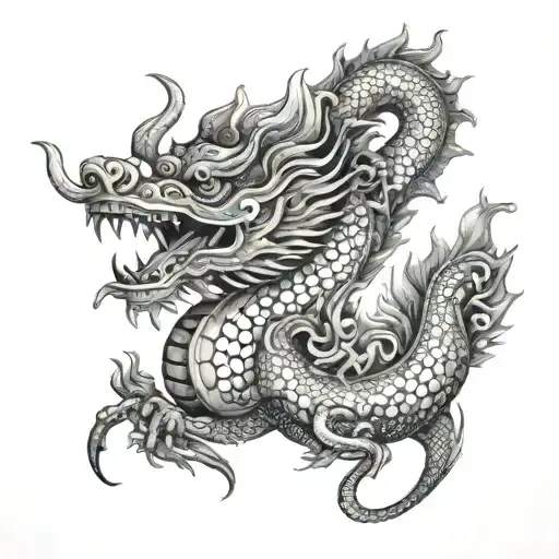 Chinese Dragon Around Russian Matreshka