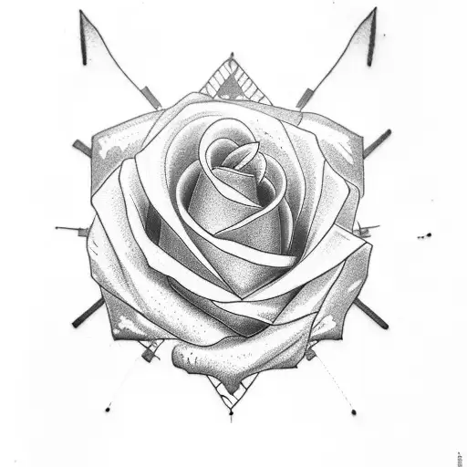 A Minimalist Tattoo Of A Mechanical Rose With Delicate Petals