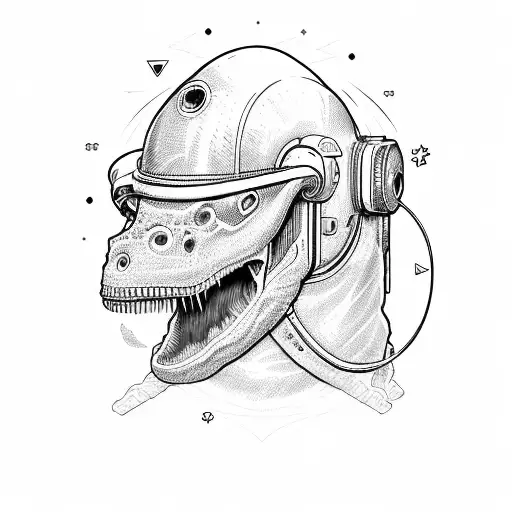 Dinosaur With Astronaut Helmet On