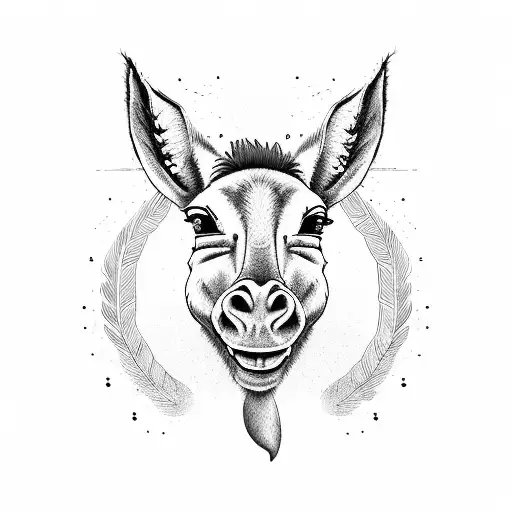 Portrait Of A Donkey With Guns