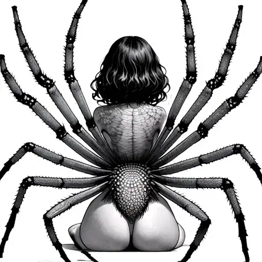 Woman With 8 Spider Legs From Back Side