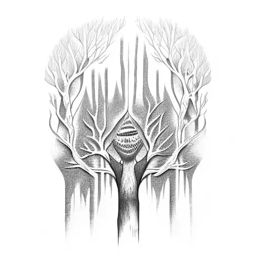 A Trombone Merging With A Tree Trunk