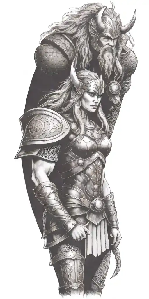 Thor And Viking Female Warrior