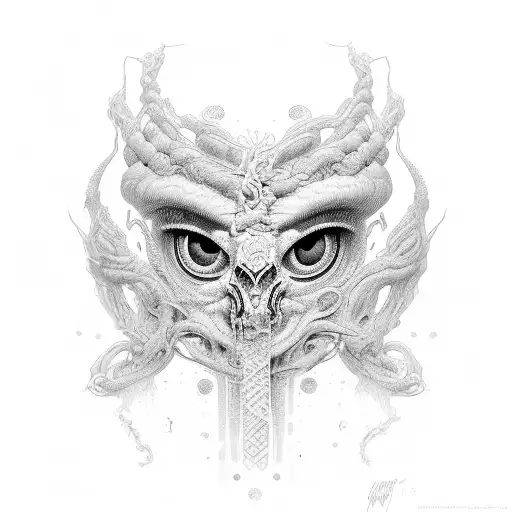 Beautiful Woman Medusa Head White Eyes Open Wide