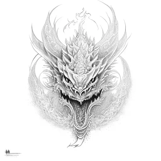 Japanese Dragon Monster Spitting Blue Fire