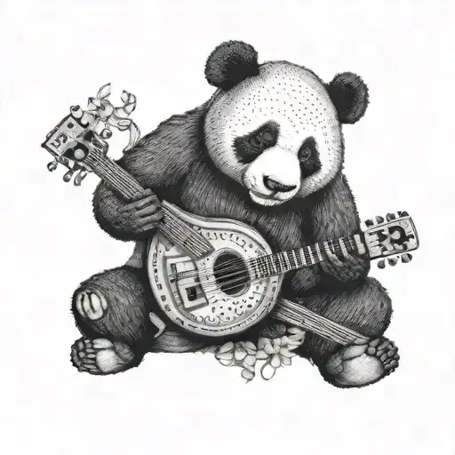A Panda Playing A Musical Instrument