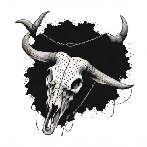 Bovine Skull With Guatair Strings In The Background